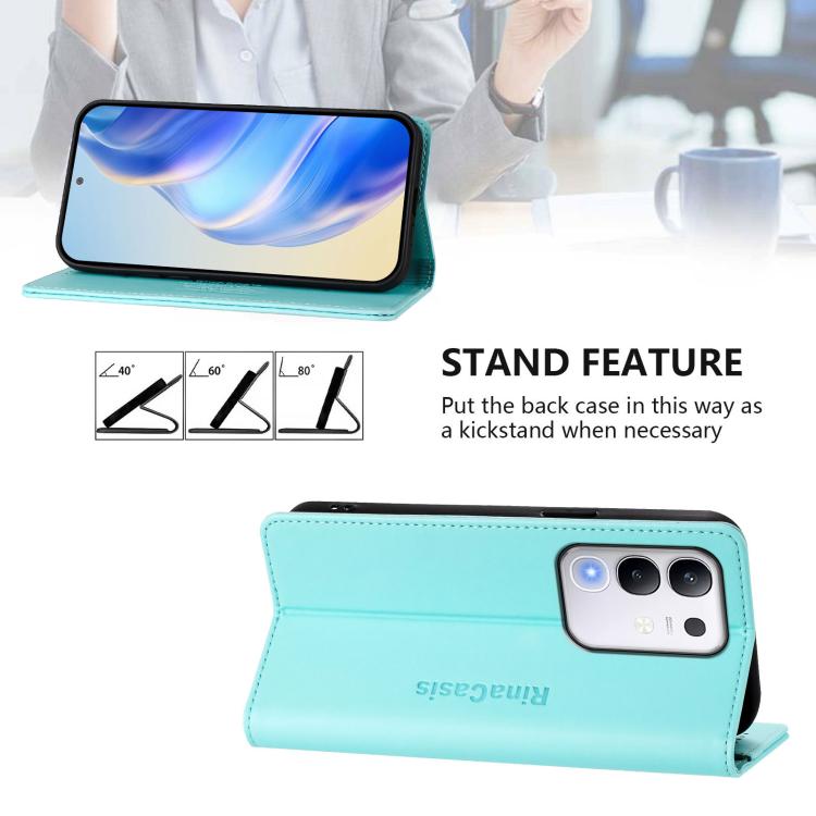 For vivo Y29 4G Global RC01 Dual-Folded Magnetic Suction RFID Leather Phone Case