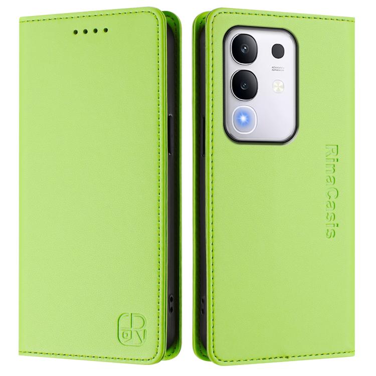 For vivo Y29 4G Global RC01 Dual-Folded Magnetic Suction RFID Leather Phone Case