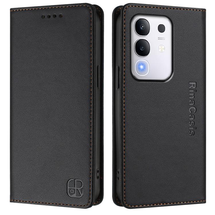 For vivo Y29 4G Global RC01 Dual-Folded Magnetic Suction RFID Leather Phone Case