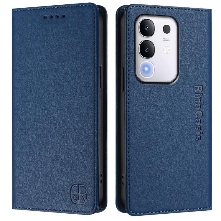 For vivo Y29 4G Global RC01 Dual-Folded Magnetic Suction RFID Leather Phone Case