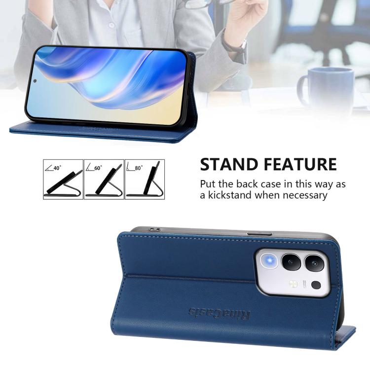 For vivo Y29 4G Global RC01 Dual-Folded Magnetic Suction RFID Leather Phone Case