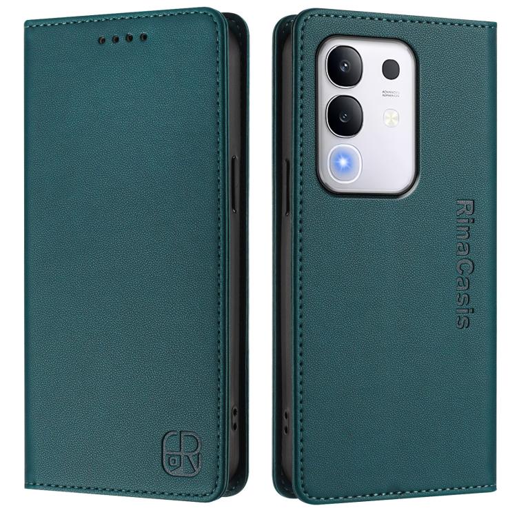 For vivo Y29 4G Global RC01 Dual-Folded Magnetic Suction RFID Leather Phone Case