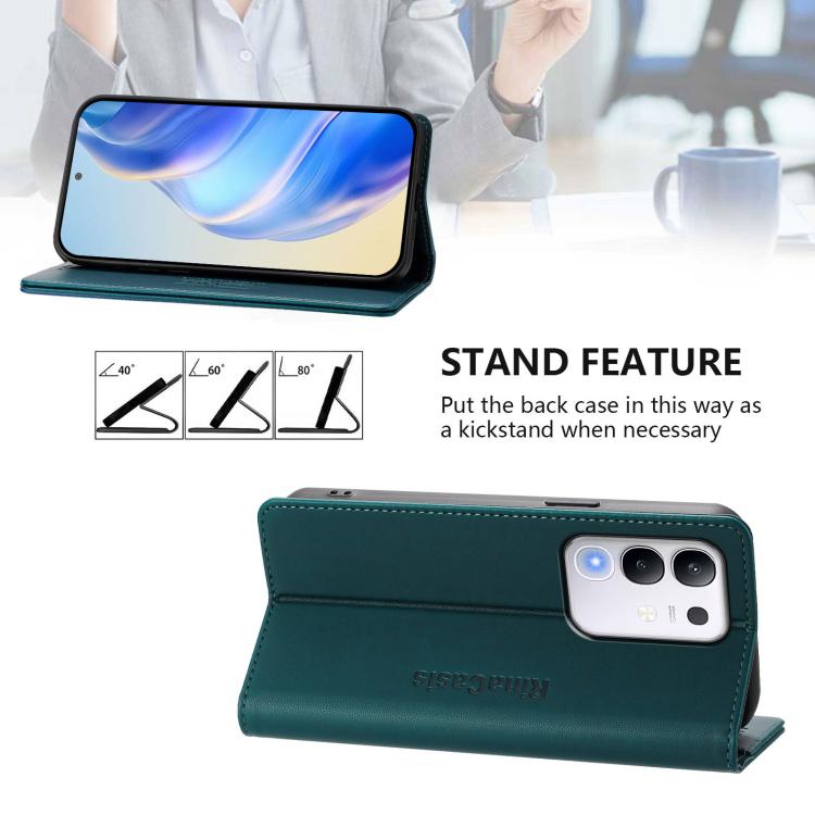 For vivo Y29 4G Global RC01 Dual-Folded Magnetic Suction RFID Leather Phone Case