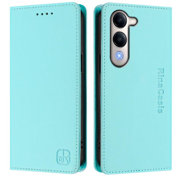 For vivo Y29s 5G / Y04 4G Global RC01 Dual-Folded Magnetic Suction RFID Leather Phone Case