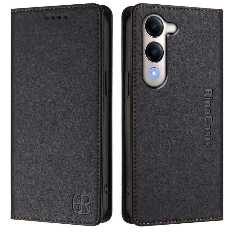 For vivo Y29s 5G / Y04 4G Global RC01 Dual-Folded Magnetic Suction RFID Leather Phone Case