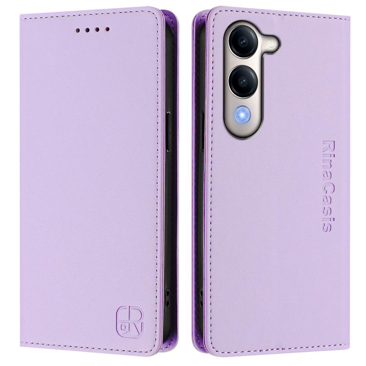 For vivo Y29s 5G / Y04 4G Global RC01 Dual-Folded Magnetic Suction RFID Leather Phone Case