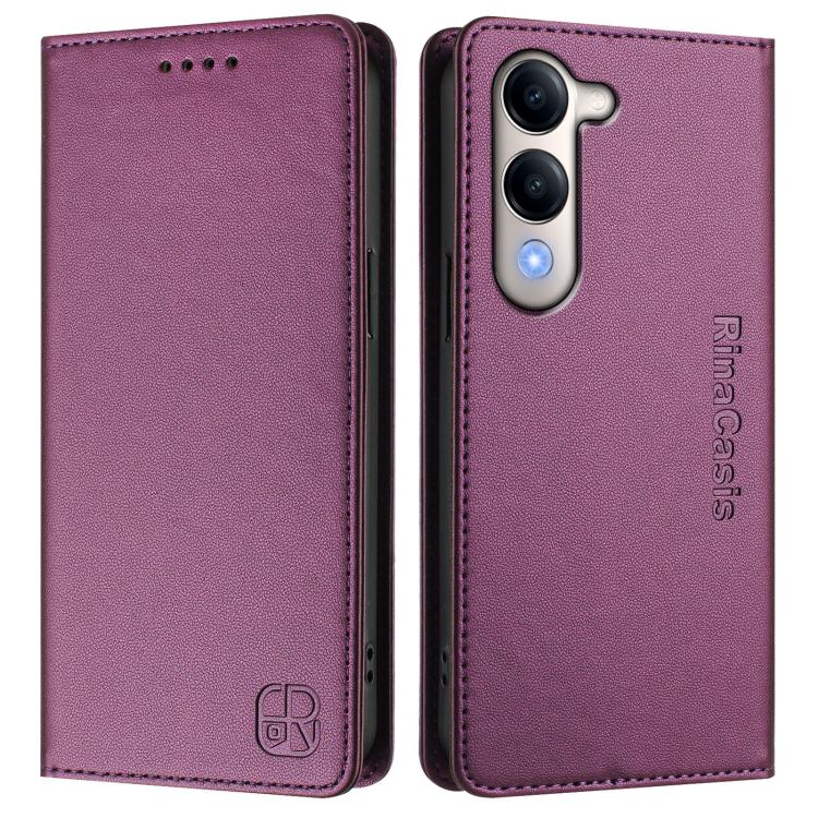 For vivo Y29s 5G / Y04 4G Global RC01 Dual-Folded Magnetic Suction RFID Leather Phone Case