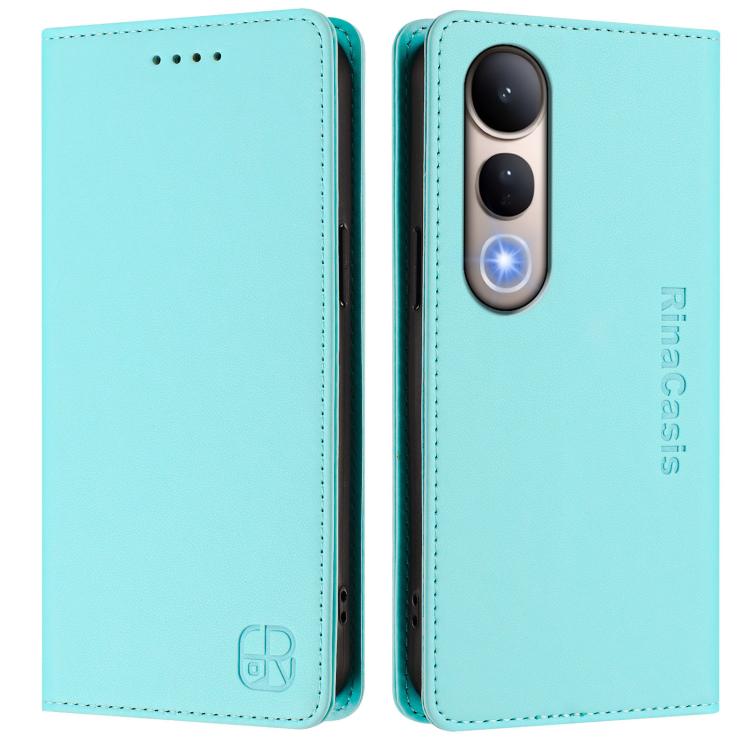 For vivo V50 Lite 5G RC01 Dual-Folded Magnetic Suction RFID Leather Phone Case