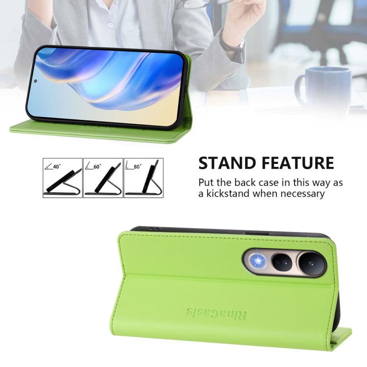 For vivo V50 Lite 5G RC01 Dual-Folded Magnetic Suction RFID Leather Phone Case