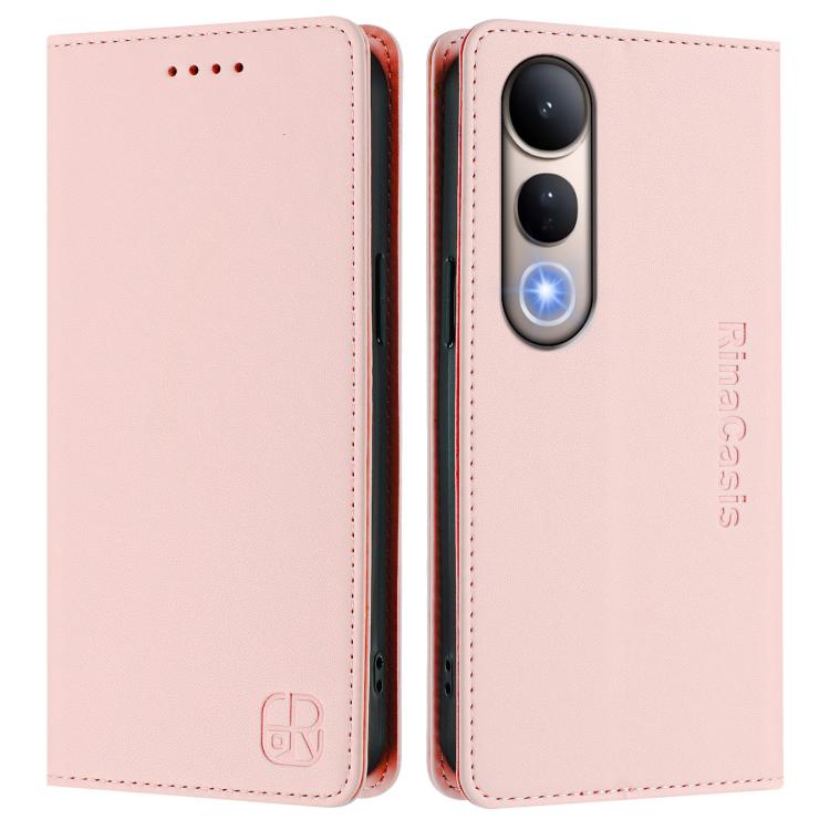 For vivo V50 Lite 5G RC01 Dual-Folded Magnetic Suction RFID Leather Phone Case
