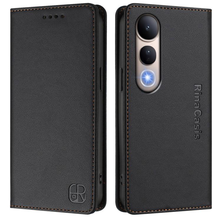 For vivo V50 Lite 5G RC01 Dual-Folded Magnetic Suction RFID Leather Phone Case
