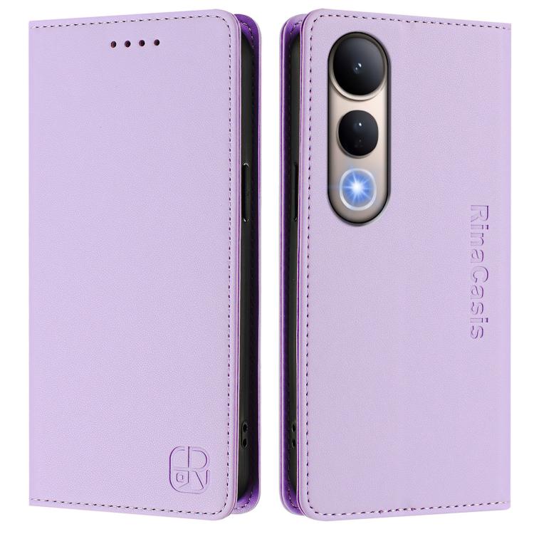 For vivo V50 Lite 5G RC01 Dual-Folded Magnetic Suction RFID Leather Phone Case