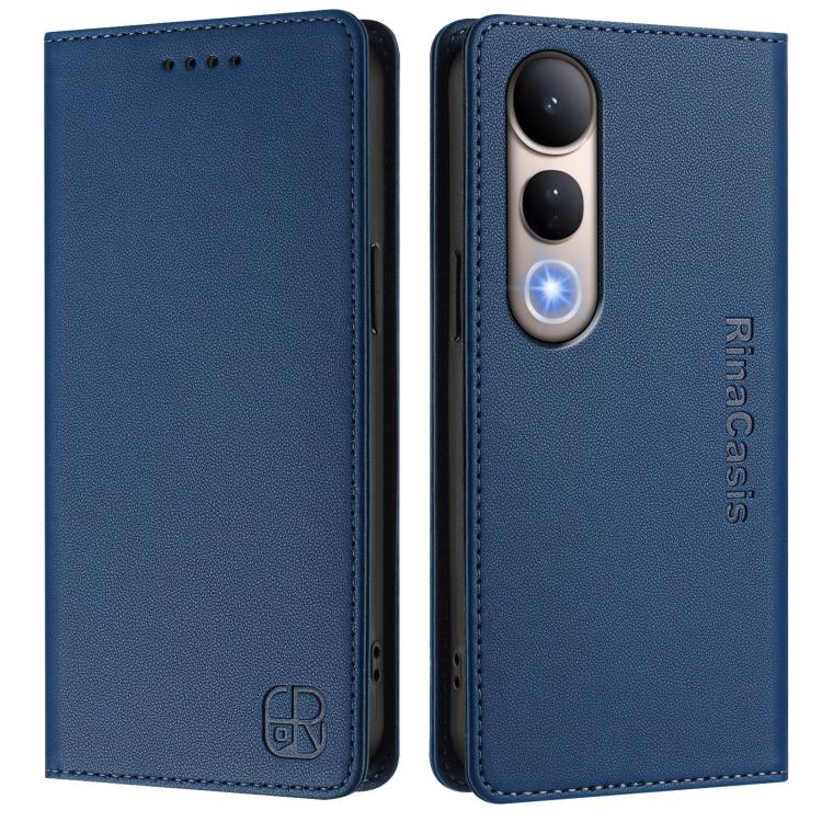 For vivo V50 Lite 5G RC01 Dual-Folded Magnetic Suction RFID Leather Phone Case