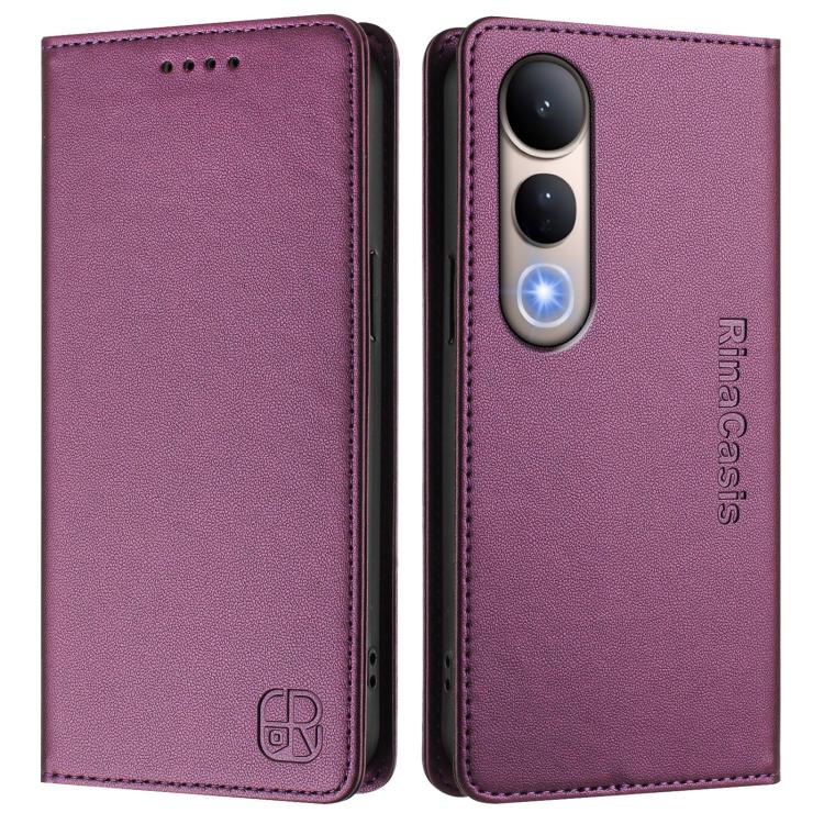 For vivo V50 Lite 5G RC01 Dual-Folded Magnetic Suction RFID Leather Phone Case