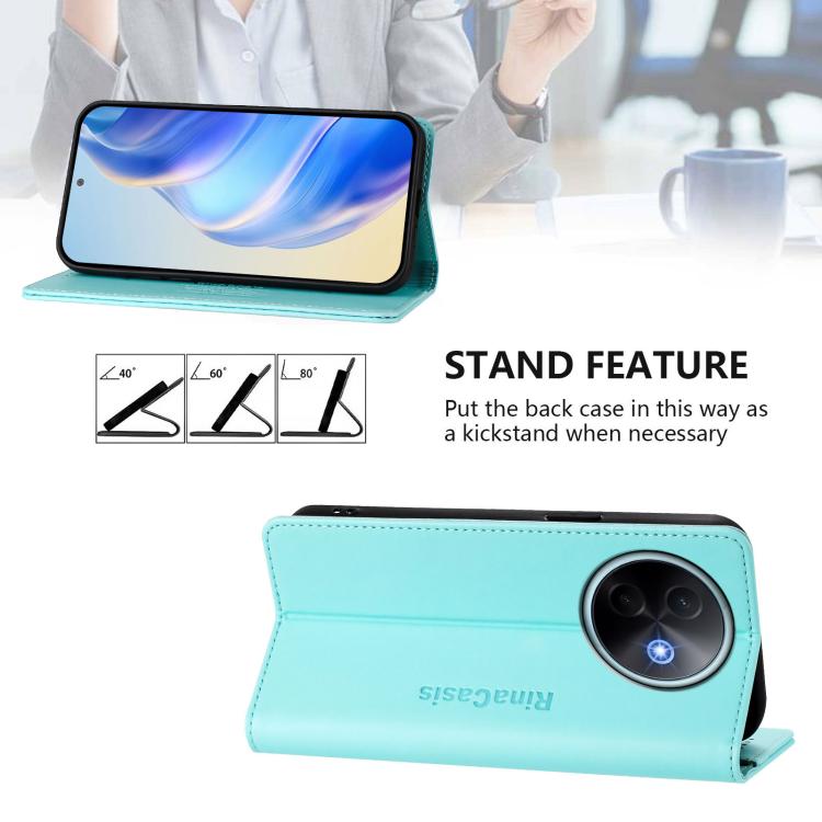 For vivo Y39 5G Global RC01 Dual-Folded Magnetic Suction RFID Leather Phone Case