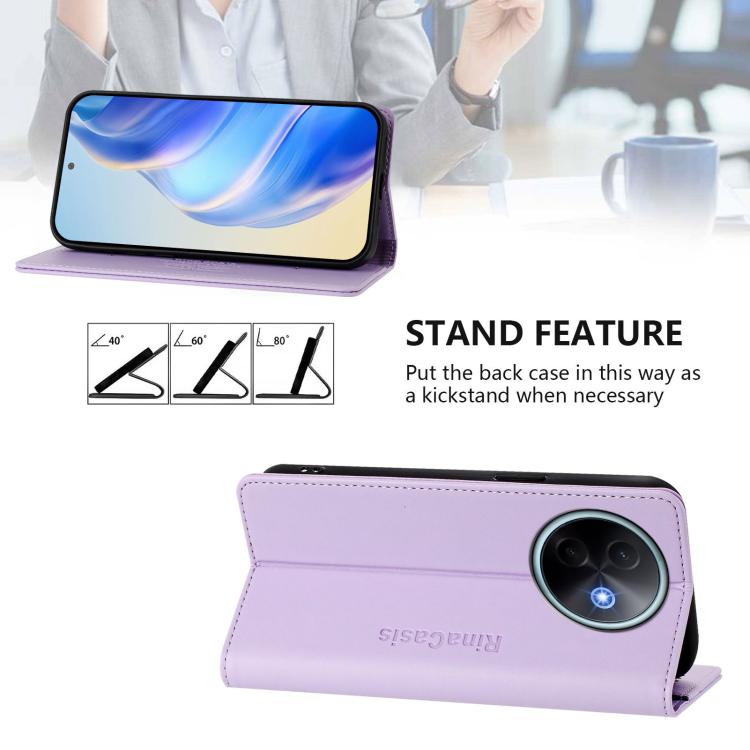 For vivo Y39 5G Global RC01 Dual-Folded Magnetic Suction RFID Leather Phone Case