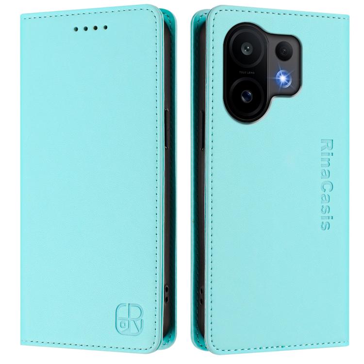 For vivo S30 RC01 Dual-Folded Magnetic Suction RFID Leather Phone Case