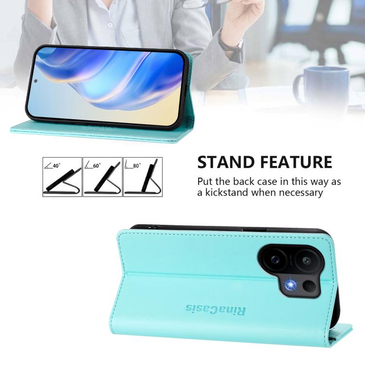 For vivo S30 RC01 Dual-Folded Magnetic Suction RFID Leather Phone Case