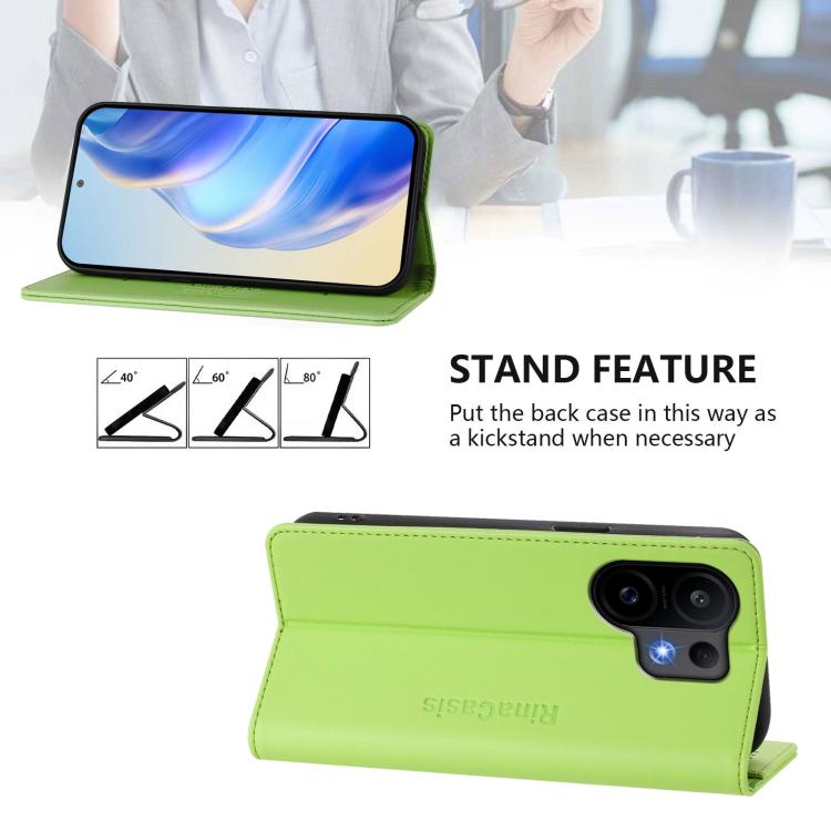 For vivo S30 RC01 Dual-Folded Magnetic Suction RFID Leather Phone Case