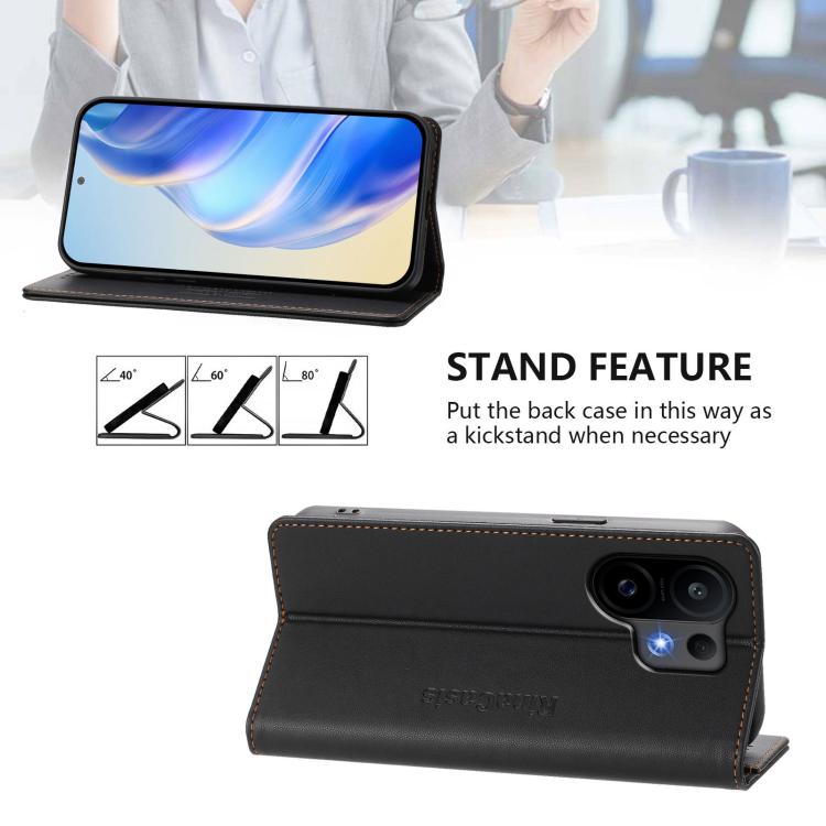 For vivo S30 RC01 Dual-Folded Magnetic Suction RFID Leather Phone Case
