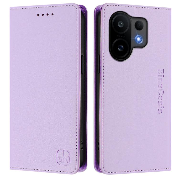 For vivo S30 RC01 Dual-Folded Magnetic Suction RFID Leather Phone Case
