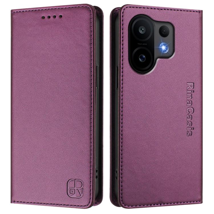 For vivo S30 RC01 Dual-Folded Magnetic Suction RFID Leather Phone Case