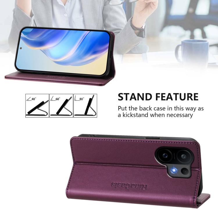 For vivo S30 RC01 Dual-Folded Magnetic Suction RFID Leather Phone Case