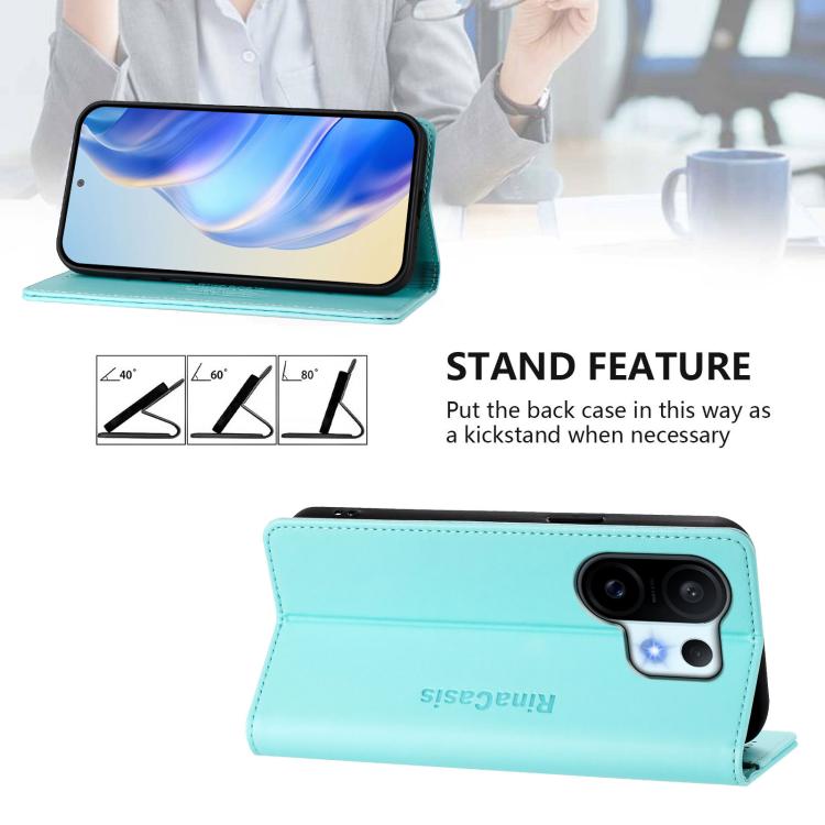 For vivo S30 Pro mini RC01 Dual-Folded Magnetic Suction RFID Leather Phone Case