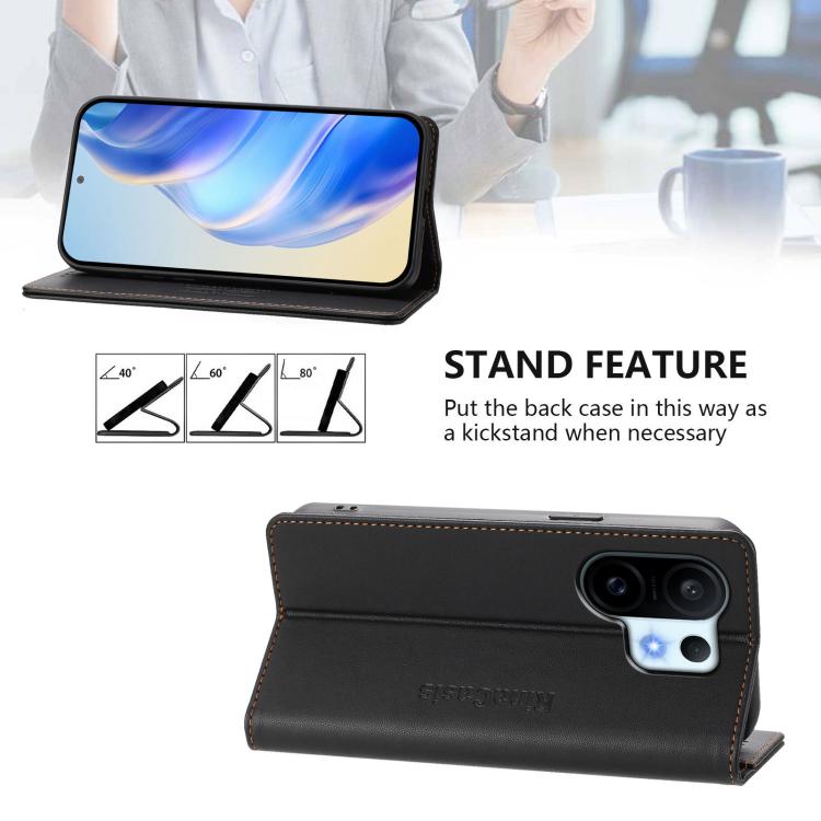 For vivo S30 Pro mini RC01 Dual-Folded Magnetic Suction RFID Leather Phone Case