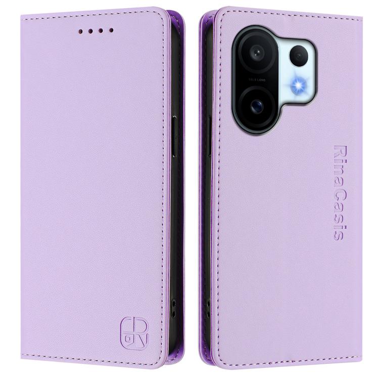 For vivo S30 Pro mini RC01 Dual-Folded Magnetic Suction RFID Leather Phone Case