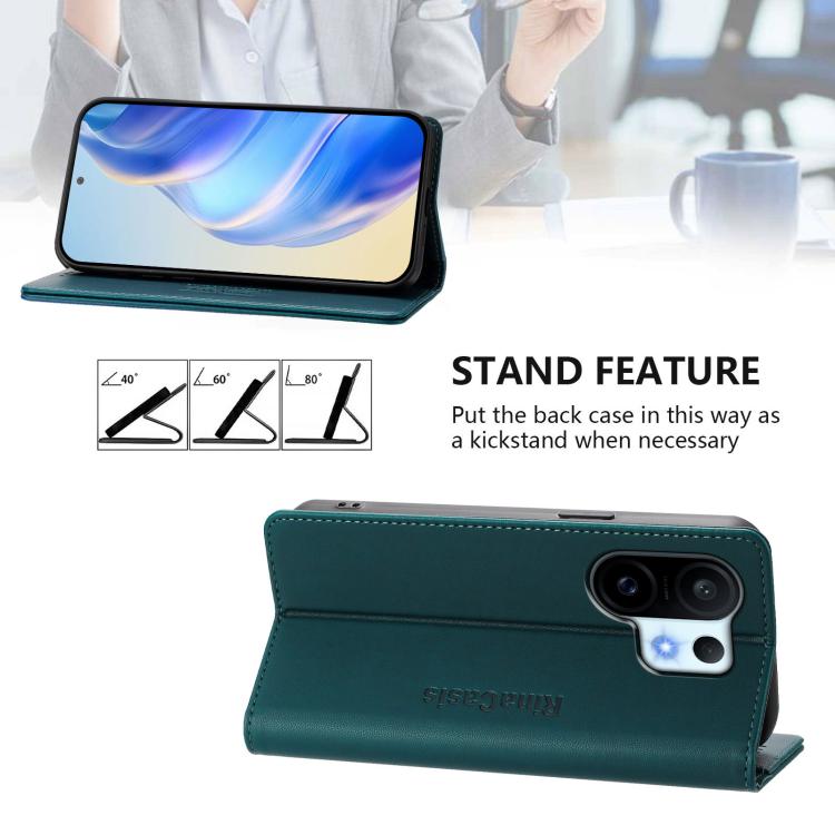 For vivo S30 Pro mini RC01 Dual-Folded Magnetic Suction RFID Leather Phone Case