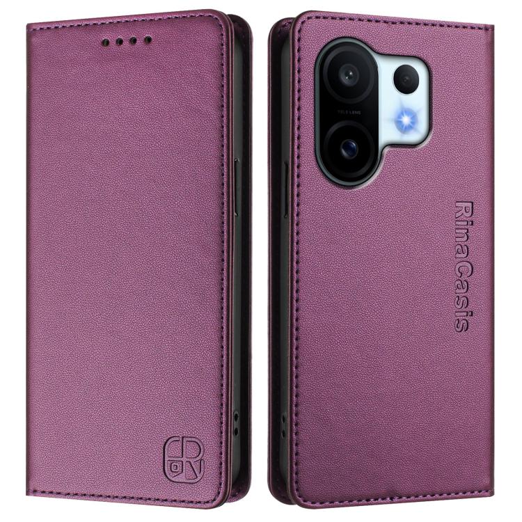 For vivo S30 Pro mini RC01 Dual-Folded Magnetic Suction RFID Leather Phone Case