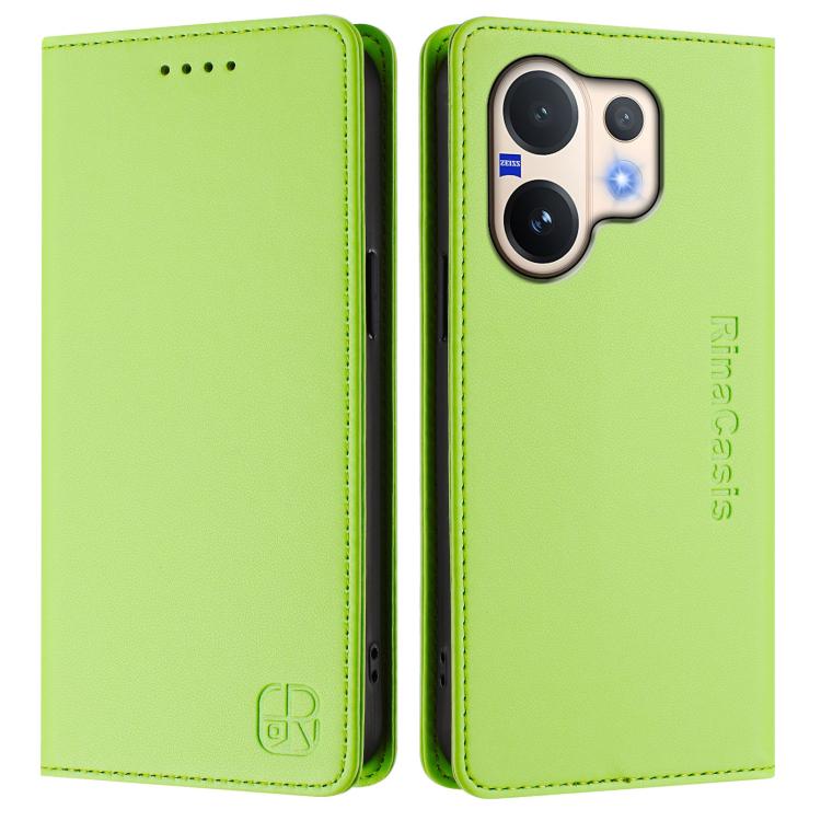 For vivo V60 5G Curved Global RC01 Dual-Folded Magnetic Suction RFID Leather Phone Case