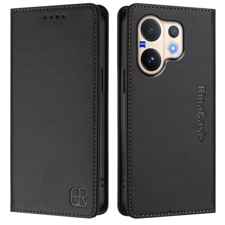 For vivo V60 5G Curved Global RC01 Dual-Folded Magnetic Suction RFID Leather Phone Case