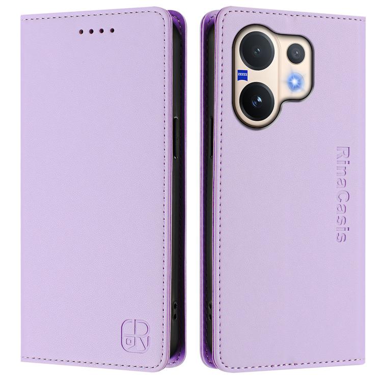 For vivo V60 5G Curved Global RC01 Dual-Folded Magnetic Suction RFID Leather Phone Case