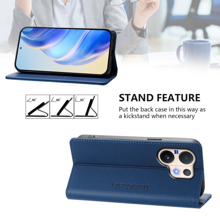 For vivo V60 5G Curved Global RC01 Dual-Folded Magnetic Suction RFID Leather Phone Case