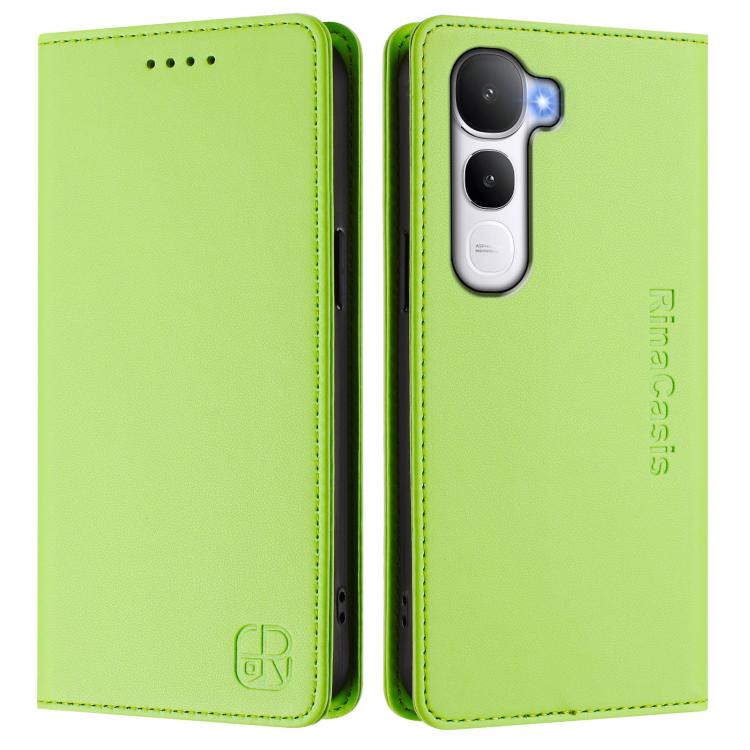 For vivo Y400 5G Global RC01 Dual-Folded Magnetic Suction RFID Leather Phone Case
