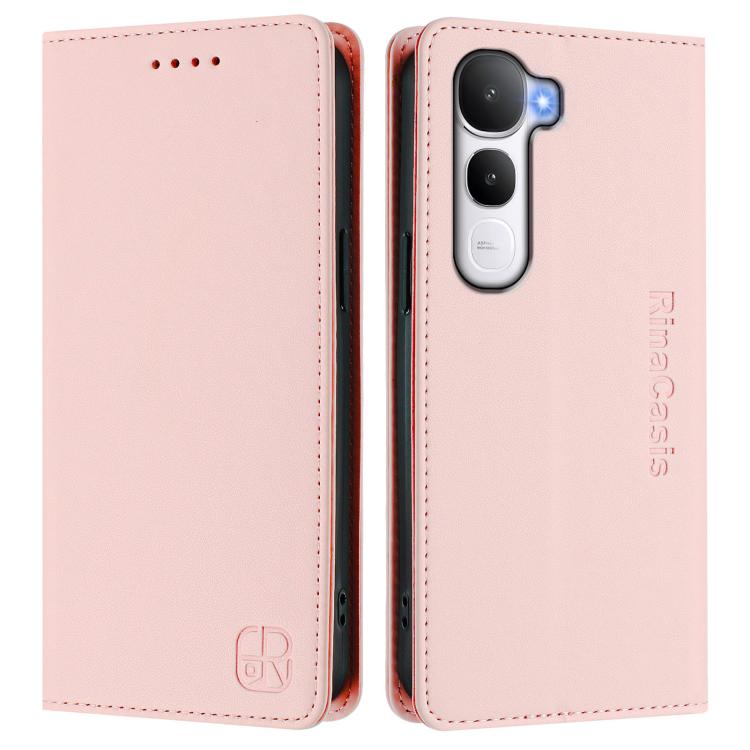 For vivo Y400 5G Global RC01 Dual-Folded Magnetic Suction RFID Leather Phone Case
