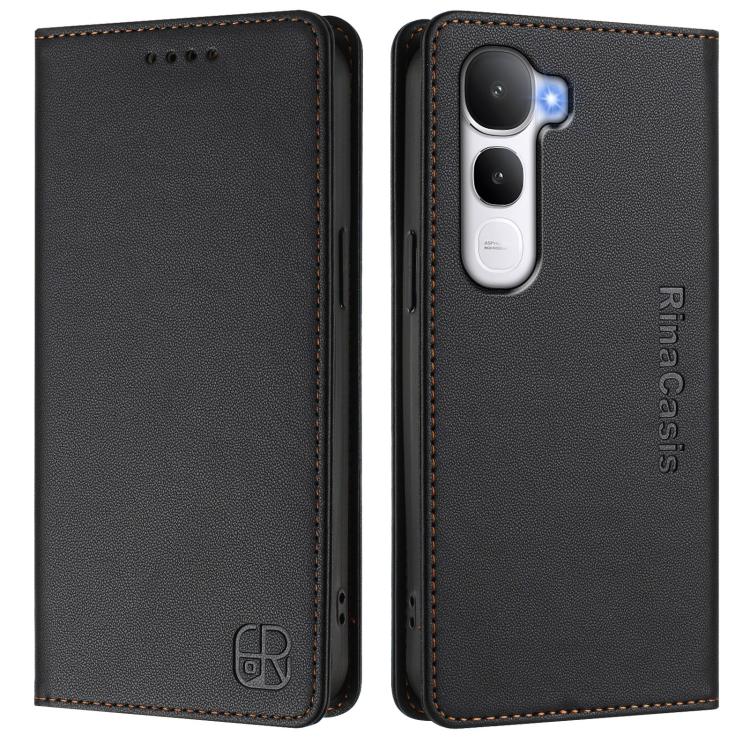 For vivo Y400 5G Global RC01 Dual-Folded Magnetic Suction RFID Leather Phone Case
