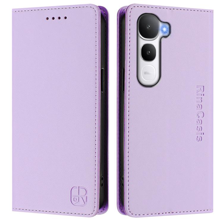 For vivo Y400 5G Global RC01 Dual-Folded Magnetic Suction RFID Leather Phone Case