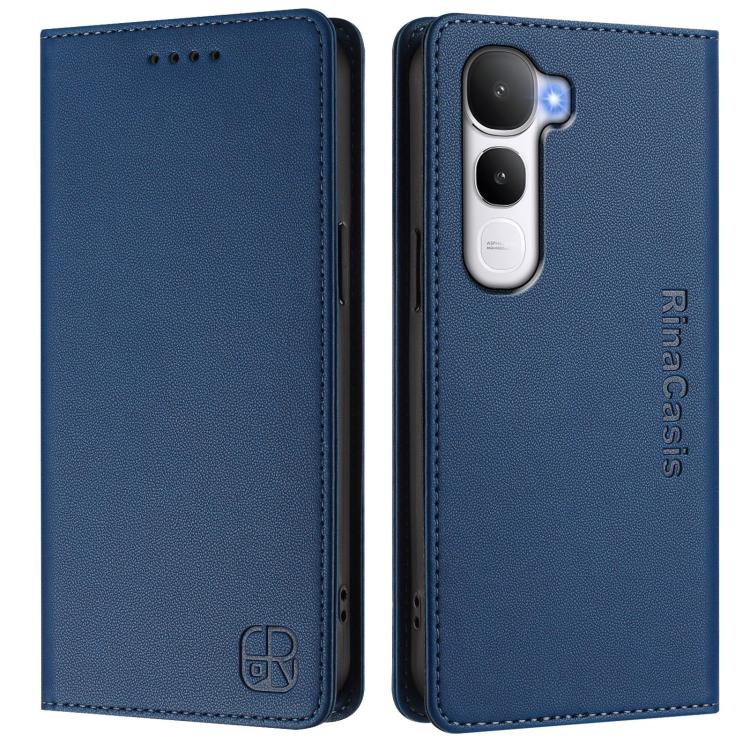 For vivo Y400 5G Global RC01 Dual-Folded Magnetic Suction RFID Leather Phone Case