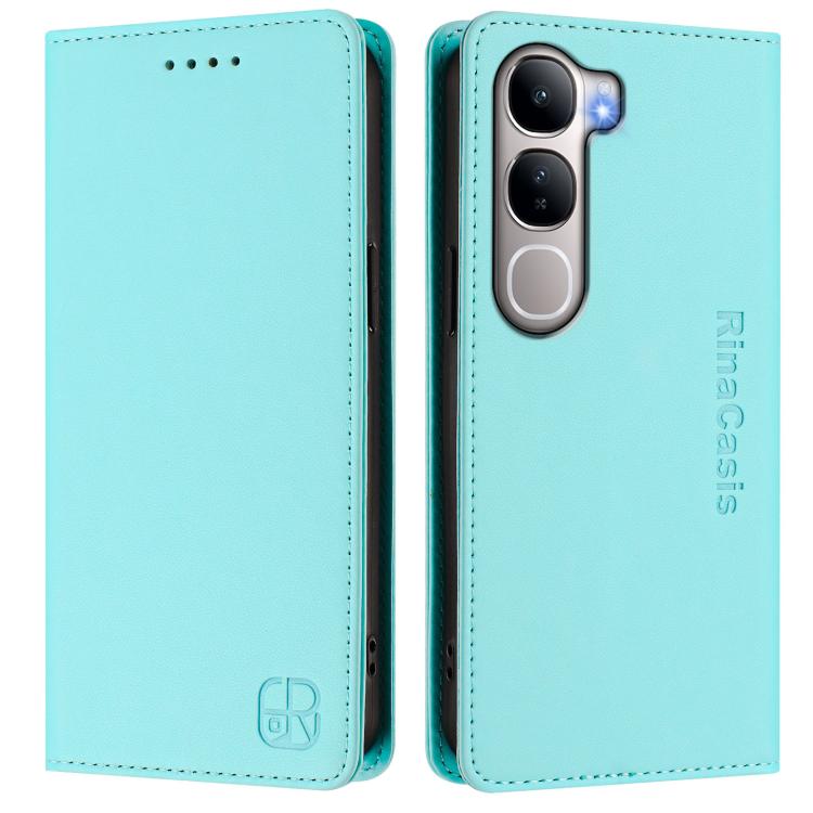 For vivo Y31 5G Global RC01 Dual-Folded Magnetic Suction RFID Leather Phone Case