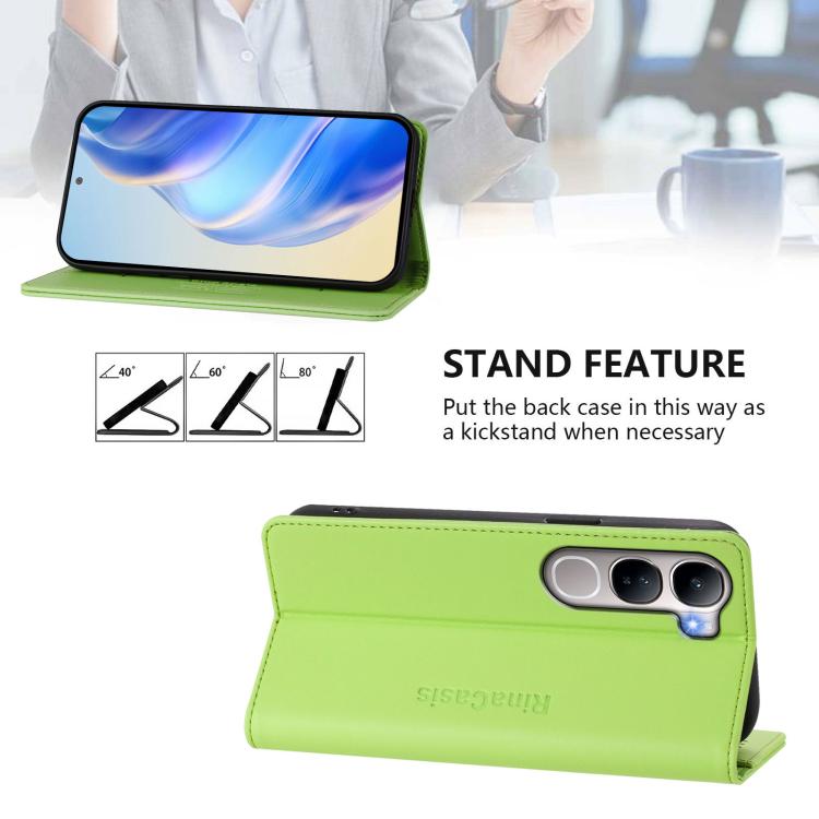 For vivo Y31 5G Global RC01 Dual-Folded Magnetic Suction RFID Leather Phone Case
