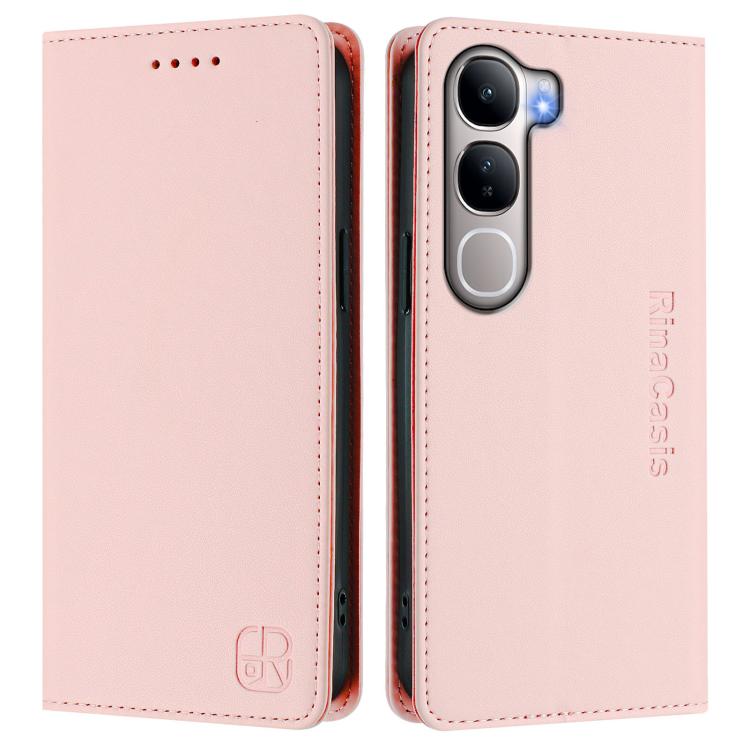 For vivo Y31 5G Global RC01 Dual-Folded Magnetic Suction RFID Leather Phone Case