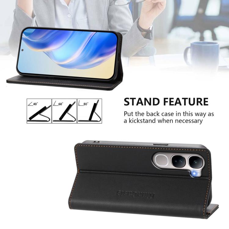 For vivo Y31 5G Global RC01 Dual-Folded Magnetic Suction RFID Leather Phone Case