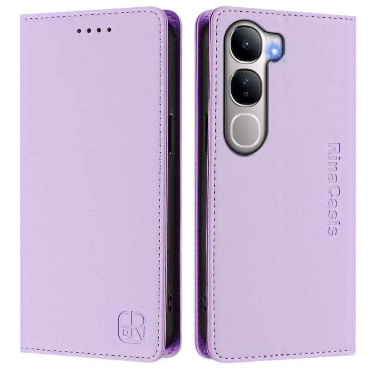 For vivo Y31 5G Global RC01 Dual-Folded Magnetic Suction RFID Leather Phone Case