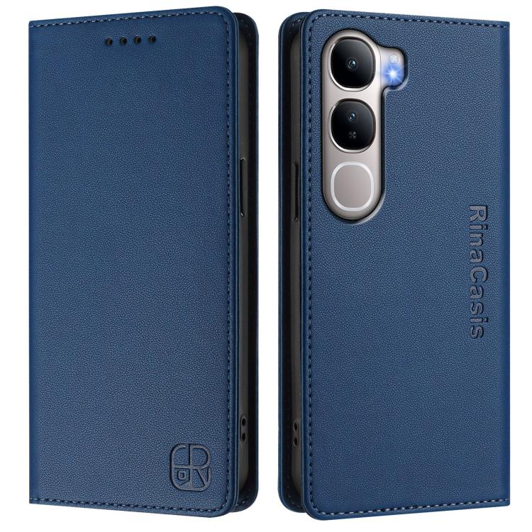 For vivo Y31 5G Global RC01 Dual-Folded Magnetic Suction RFID Leather Phone Case