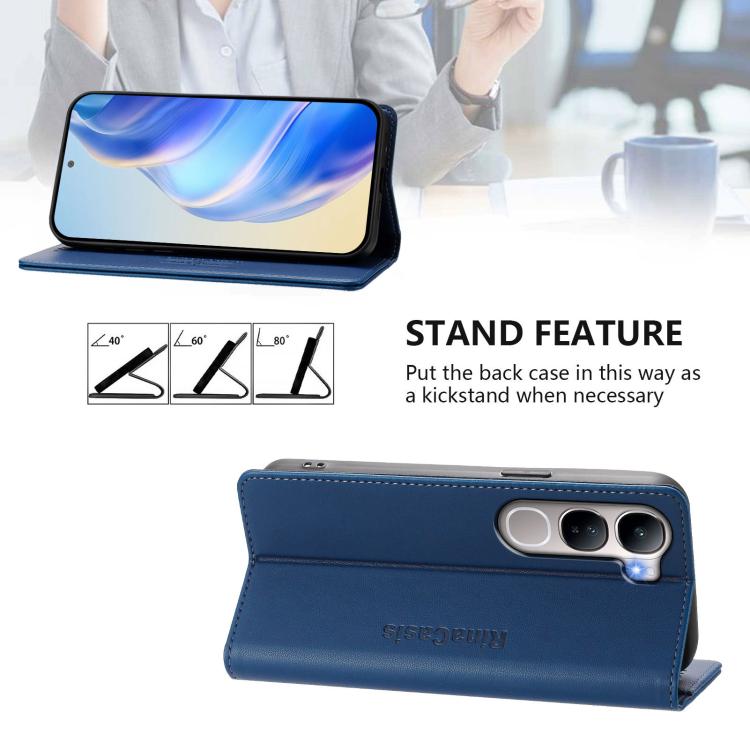For vivo Y31 5G Global RC01 Dual-Folded Magnetic Suction RFID Leather Phone Case