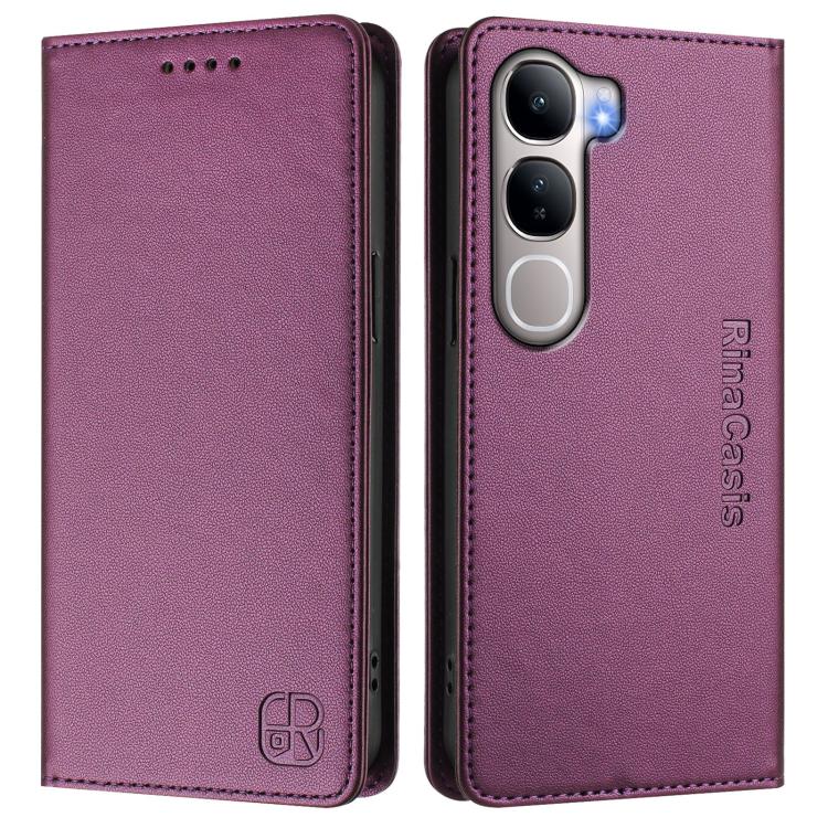 For vivo Y31 5G Global RC01 Dual-Folded Magnetic Suction RFID Leather Phone Case