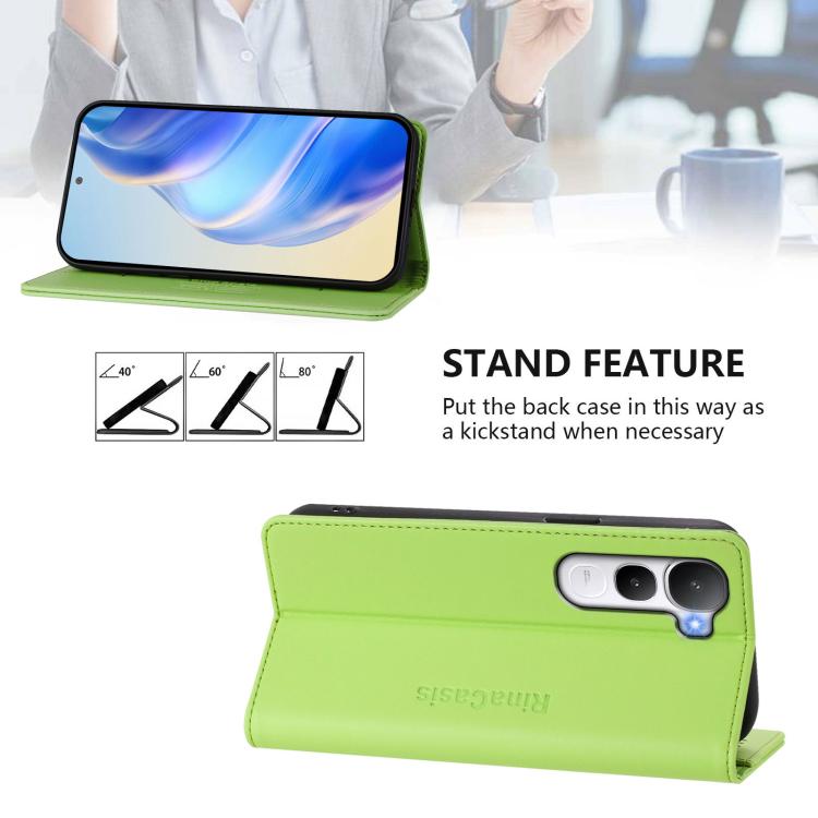 For vivo Y400 4G RC01 Dual-Folded Magnetic Suction RFID Leather Phone Case